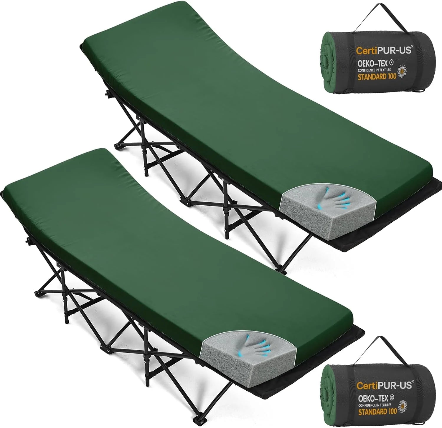 Special CYMULA Camping Cot Pad 2 Inch Memory Foam, Camping Pad for Folding Cot and Foldable Cot, Portable Roll Up Camp Gear - Image 3