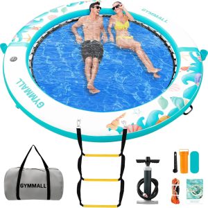 Special GYMMALL Inflatable Water Hammock Floating Dock 8 FT with Mesh, Tanning Pool Raft Round Ring for Adults