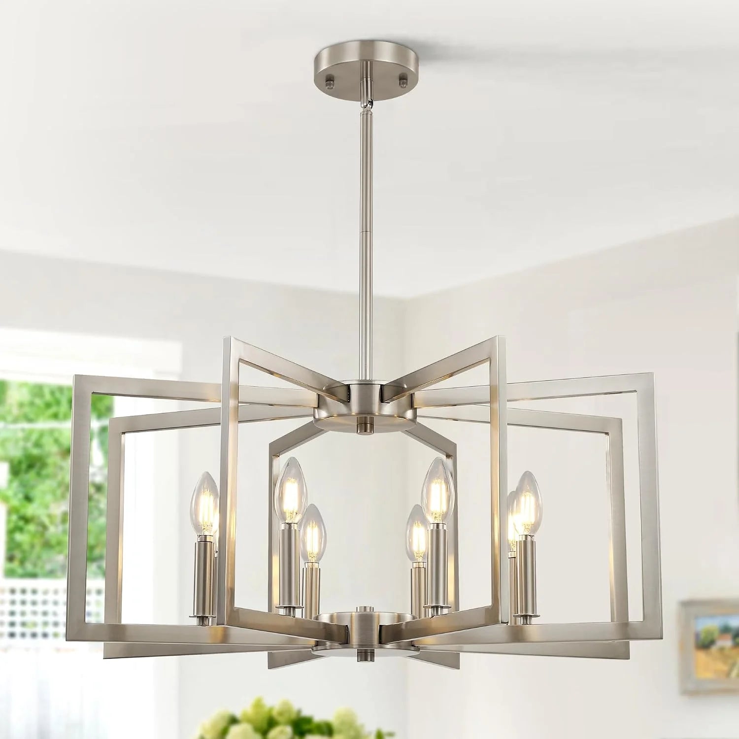 Special 6-Light Modern Metal Geometric Chandelier£¬Kitchen Island Brushed Nickel Lighting Fixtures£¬Entryway Light