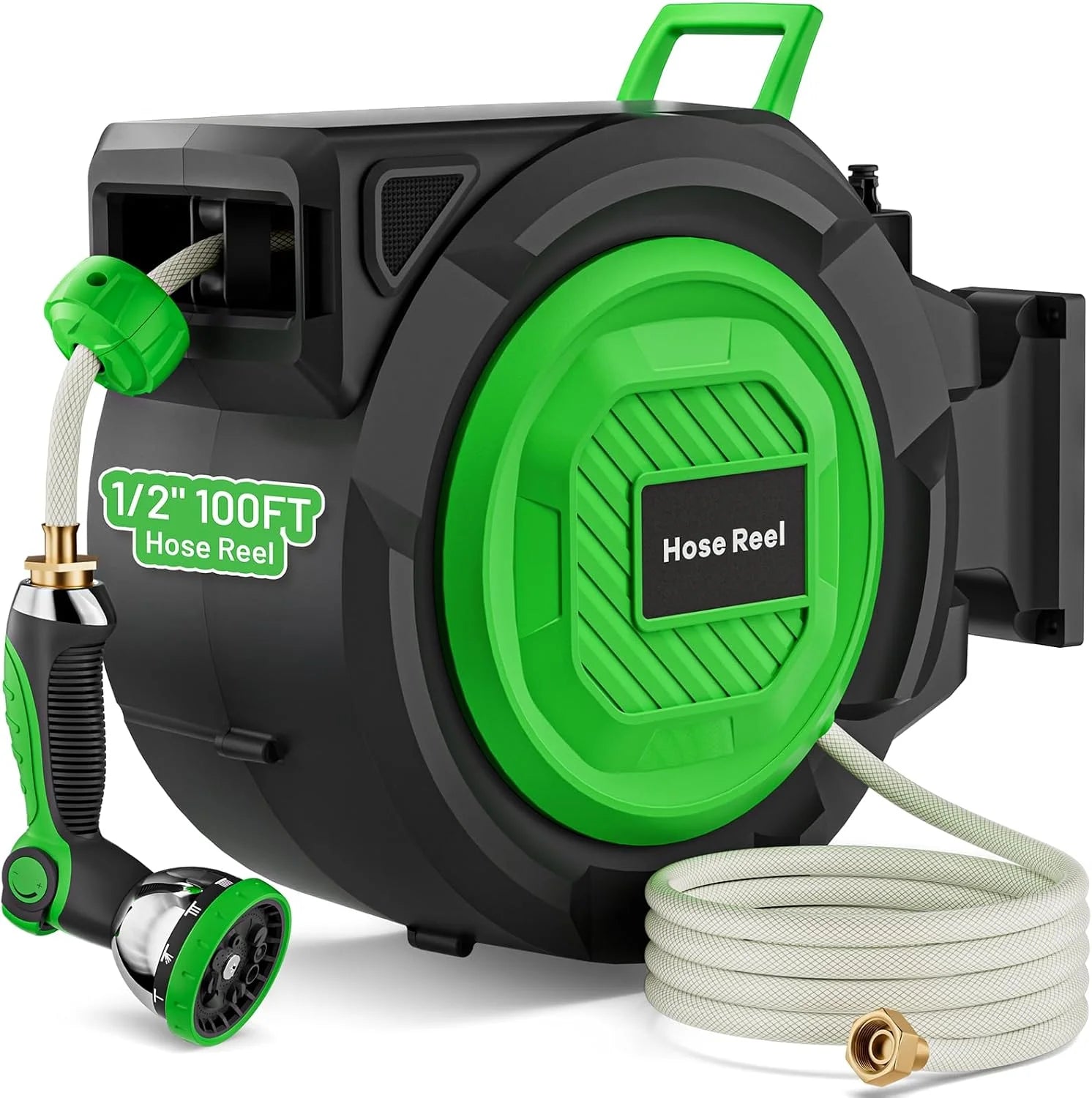 Special Garden Hose Reel, 1/2 in x 100 ft Automatic Slow Rewind System & Any Length Lock, Heavy Duty Wall-Mounted - Image 2