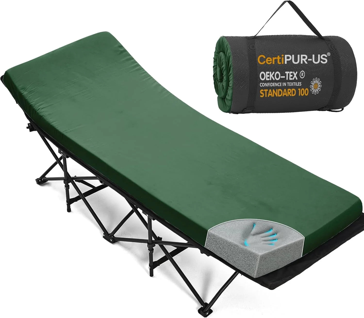 Special CYMULA Camping Cot Pad 2 Inch Memory Foam, Camping Pad for Folding Cot and Foldable Cot, Portable Roll Up Camp Gear - Image 8