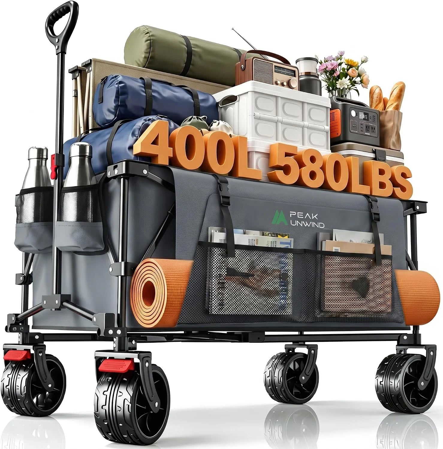 Special Foldable Carts, Collapsible Wagon with Wheels, 450LBS Heavy Duty Beach Wagon Cart - Image 5