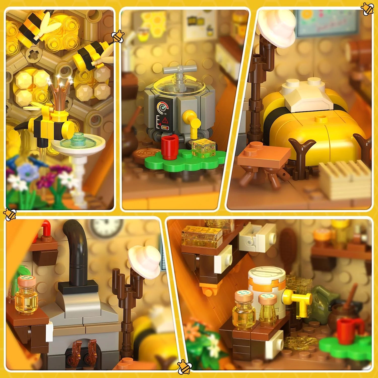 Special Bee Treehouse Building Set with Lights for Adults, Farm House Kit, Collectible Cabin Home Decor Gift for Boys - Image 4