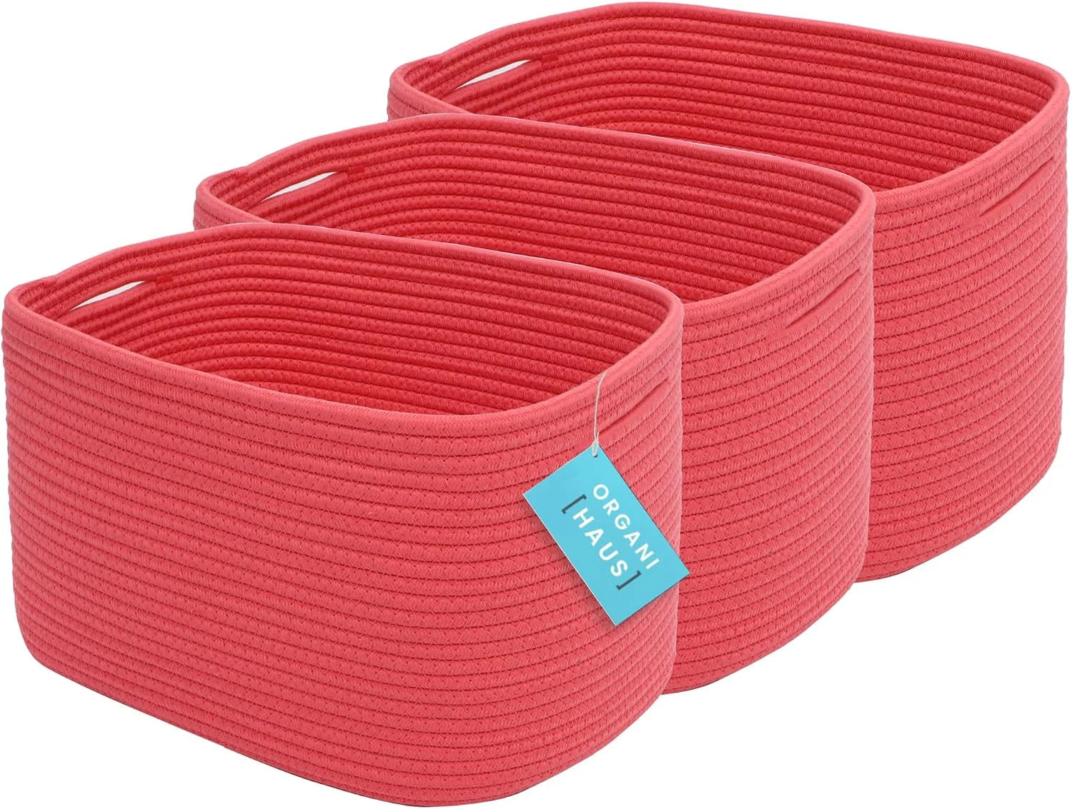 Special OrganiHaus Cotton Rope Baskets for Shelves, Set of 3, 15x9x10, Handwoven, a toy bin and organizer for towels - Image 10