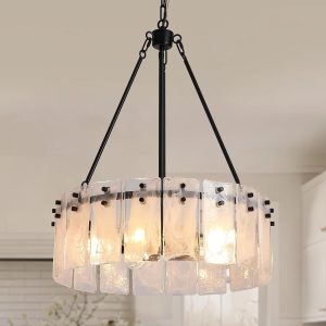 Special Chandeliers for Dining Room Light Fixture, Adjustable Glass Modern Farmhouse Chandelier for Entryway