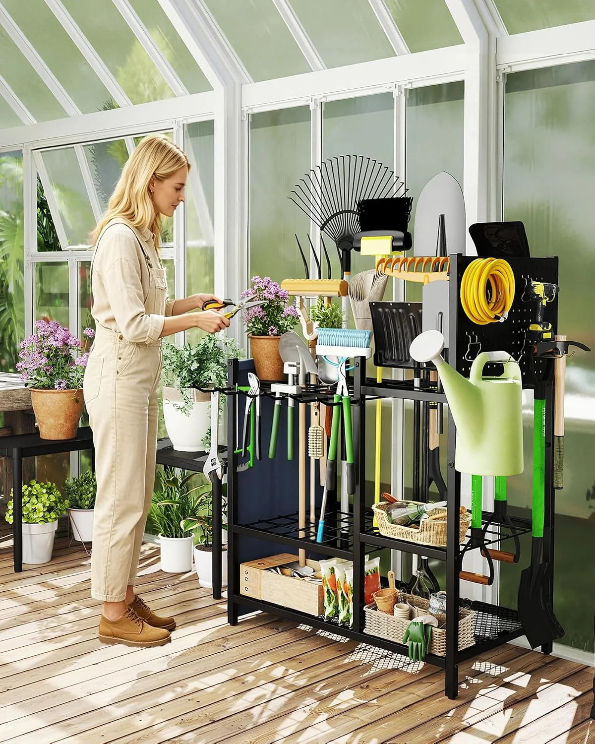 Special Garden Tool Organizer with Pegboard, Yard Tool Holder Standing for Garage Organization, Up to 30 ” For Garage Organization - Image 9