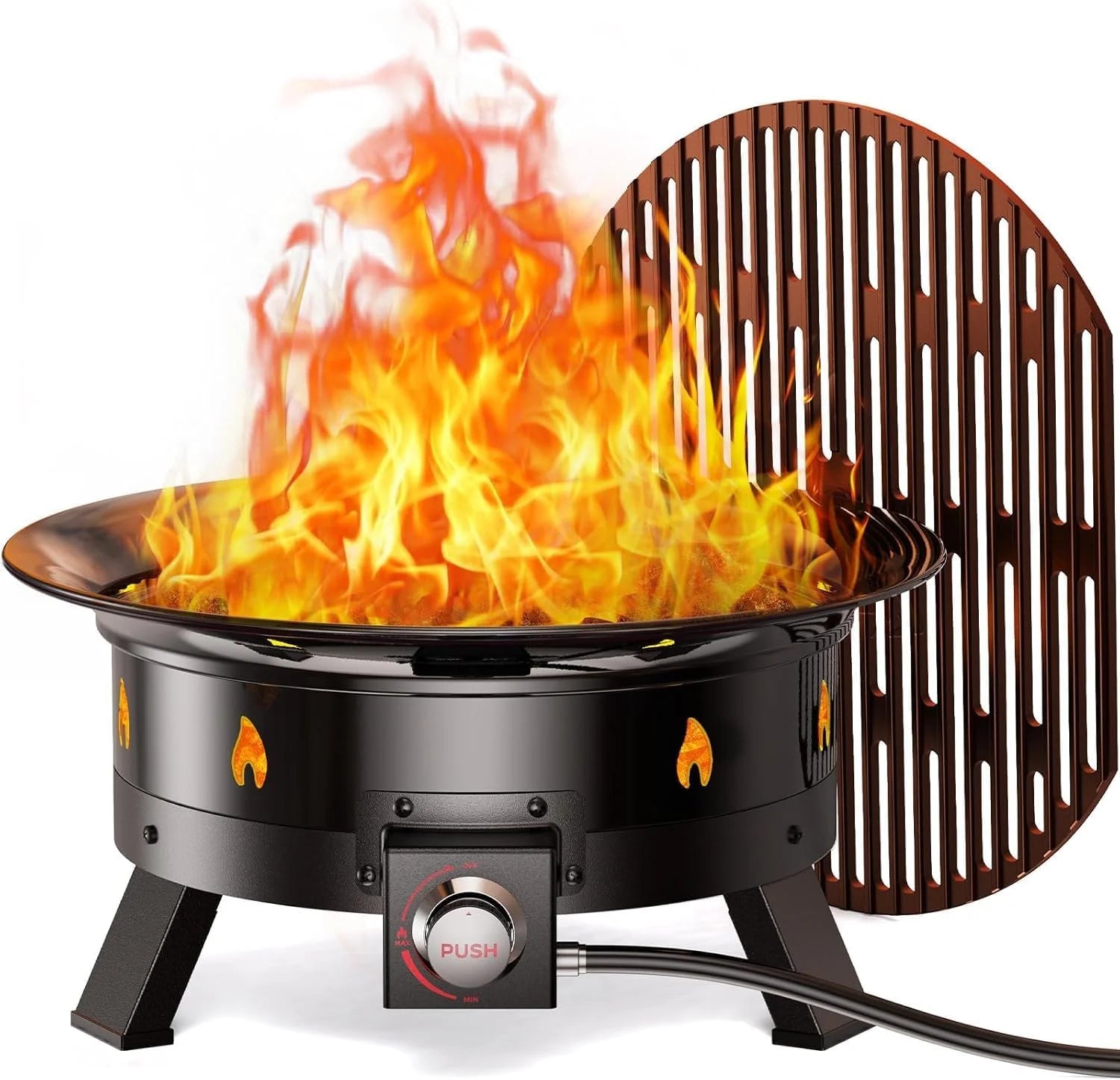 Special Large Propane Fire Pit 19 Inch, Gas Fire Pit with Grill Grate, Folding Legs, Hose Hooks - Image 4