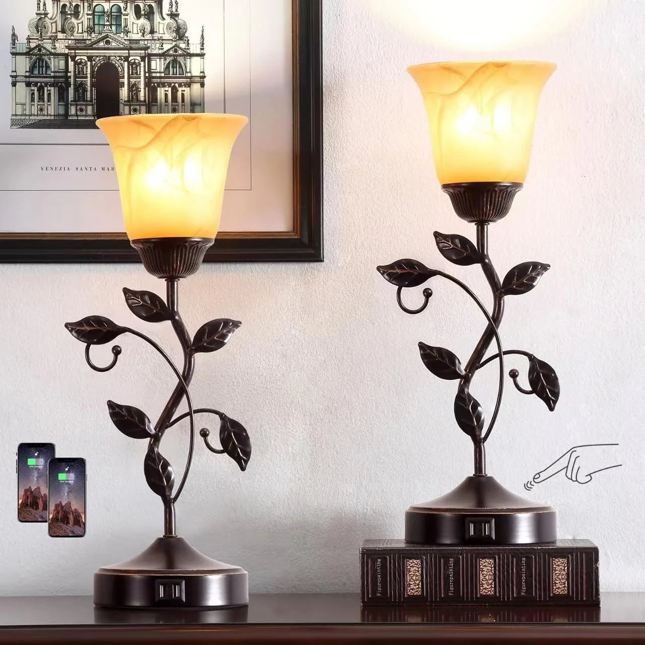 Special Touch Control Table Lamp with 2 USB Charging Ports, Dimmable, Bulb Included - Image 5